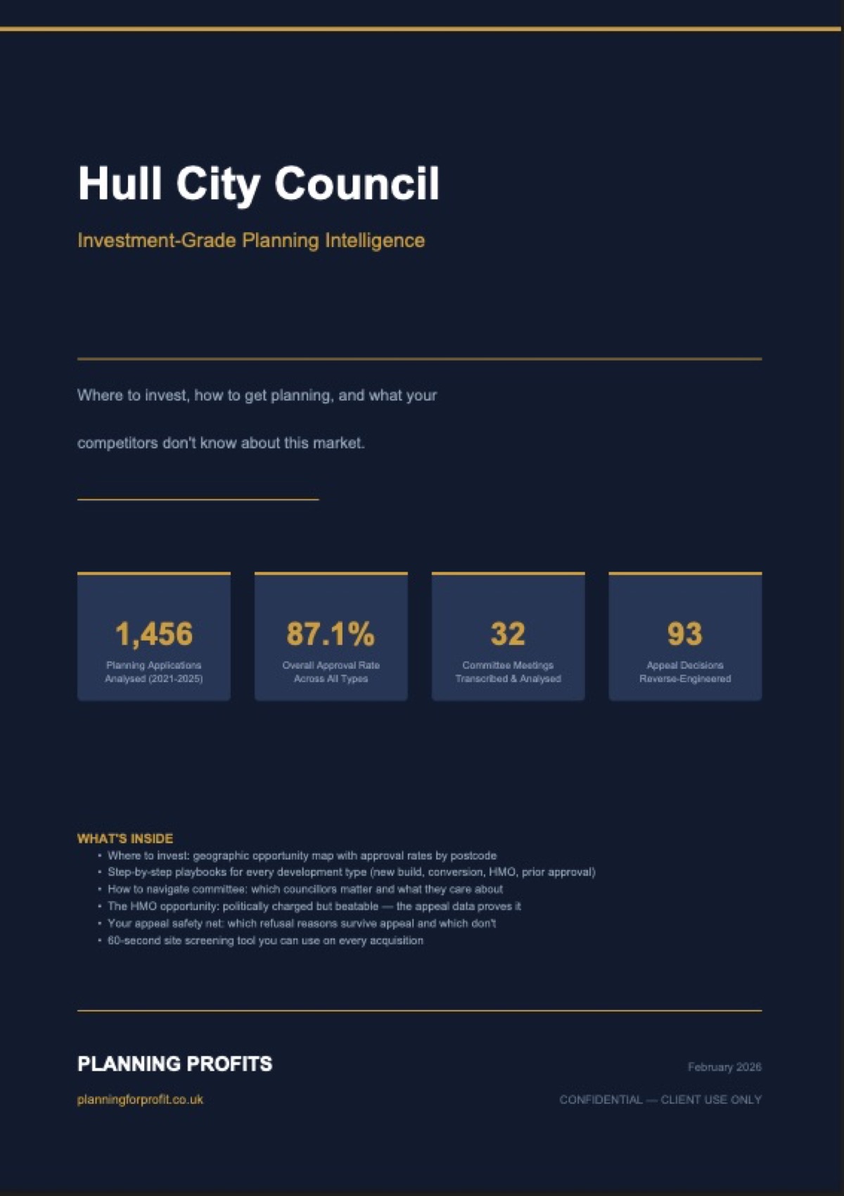 The Planning Edge Council Intelligence Report — bespoke application-level intelligence for your chosen councils